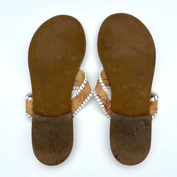 Jack Rogers Alana Cork White Leather Tassel Thong Flip Flop Sandals Size 9.5 - Picture 13 of 13